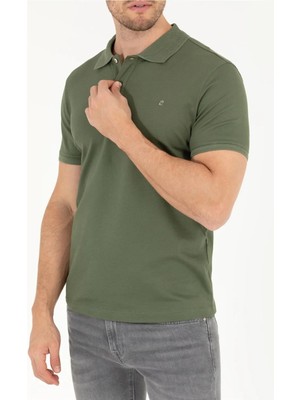 Pierre Cardin Dokuma Mercerized Slim Fit Yeşil Polo Yaka T-Shirt