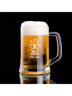 Hediyemen Yılbaşı Geyiği Isme Özel Bira Bardağı