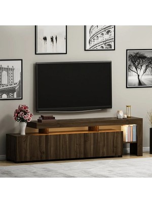 BMdekor Tv Sehpası Buğra Ceviz LED Işıklı 192 cm