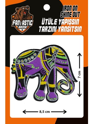 Fantastic Fil Modeli Ütü İle Yapışan Dokuma Arma, %100 Polyester, 8x7 cm Ev Tekstili Ürünü