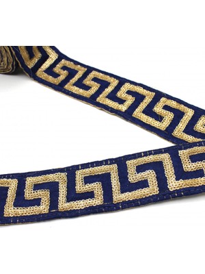 Hint İşi Şerit Etnik Motif Lacivert