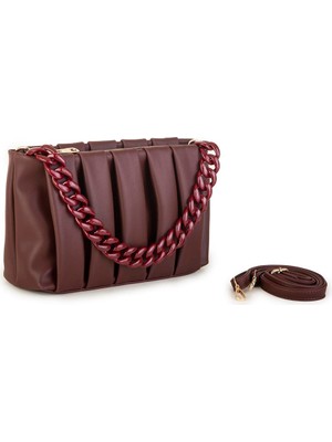 Nas Bag Kadın Omuz Çantası Bordo Dona