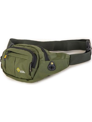 Nas Bag (Waterproof) Outdoor Fonksiyonel Çok Gözlü Erkek Bel ve Body Bag Haki Yeşil