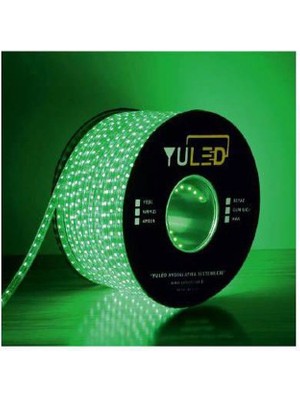 Yuled 1 Metre 220V Silikonlu Yapışkanlı 10 cm Kesimli Hortum Şerit LED  Yeşil