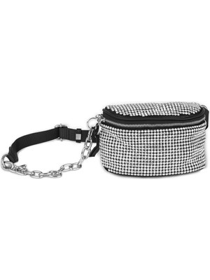 Nas Bag Kadın Bel ve Body Bag Black Diamond Siyah Taşlı Şık Çanta