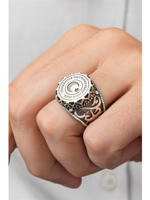 Yüzük Sanatı Cesaretiyle Yaşamayan Esaretiyle Ölür Yazılı 925 Gümüş Erkek Yüzük