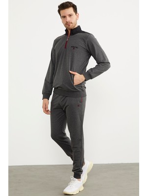 Sementa Dik Yaka Yarım Fermuarlı Eşofman Takım - Antrasit