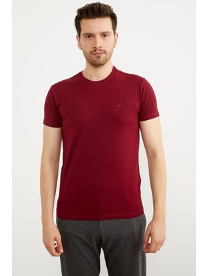 Sementa Sıfır Yaka Basic Tişört - Bordo
