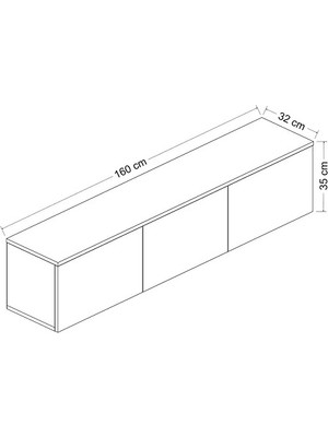 BMdekor Tv Sehpası Norm Duvara Monte Antrasit Mermer Desen LED Işıklı 160 cm