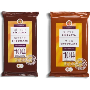 Sütlü Kuvertür Çikolata 2,5Kg ve Bitter Kuvertür Çikolata 2,5Kg