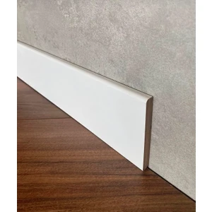 By Istanbul 8cm Saten Beyaz Düz Model Finiş Folyo Laminat Parke Süpürgelik Model 10MM D-501