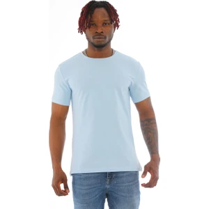 Penye Bizden Erkek Slim Fit Pamuk Likra Basic Kısa Kol T-Shirt-Mavi