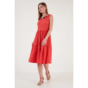 Kolye Detaylı Rahat Kesim Kolsuz Midi Elbise Bayan Elbise 5865099