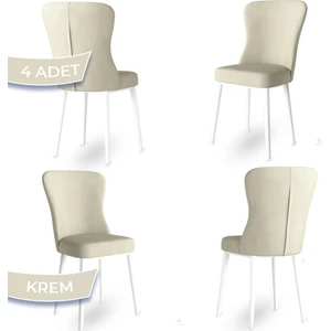 Concept Tita Serisi 4 Adet Mutfak Sandalyesi Metal Beyaz Ayaklı 1. Sınıf Babyface Kumaş