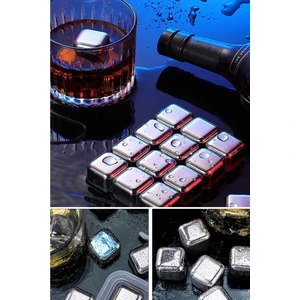 Dream Plus Metal Viski Taşı Paslanmaz Çelik Çelik Buz Küpleri Içeçek Soğutucu 4 Adet