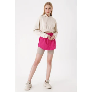 1888 Sweatshirt ve Kazak Altı Gömlek Etek - Koyu Pembe