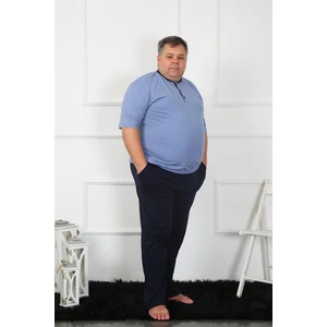 Büyük Beden Erkek Indigo Penye Pijama Takım 65010