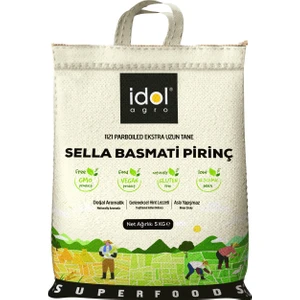 idolagro Sella Basmati Pirinç - 5 Kg -parboiled, Yapışmaz Extra Uzun Tane, Ekobag