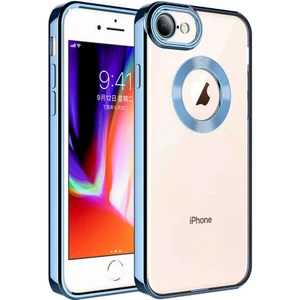 Apple iPhone 7 - 8 Kılıf 5d Kamera ve Lens Korumalı Plating Logo Cut Arkası Şeffaf Silikon Flay Case