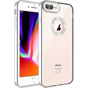 Apple iPhone 7 - 8 Plus Kılıf 5d Kamera ve Lens Korumalı Plating Logo Cut Arkası Şeffaf Silikon Flay Case