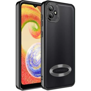Galaxy A03 Kılıf 5d Kamera ve Lens Korumalı Plating Logo Cut Arkası Şeffaf Silikon Flay Case
