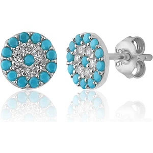 Zanaat Silver 925 Ayar Gümüş Turkuaz Taşlı Nazar Küpe