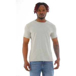 Penye Bizden Erkek Slim Fit Pamuk Likra Basic Kısa Kol T-Shirt-Gri Melanj