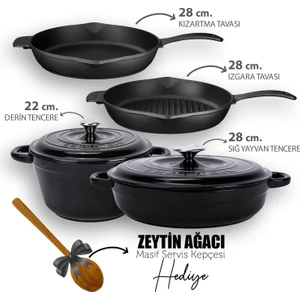 Döküm 4x New Heritage Serisi Döküm Demir Tencere Tava Çeyiz Seti