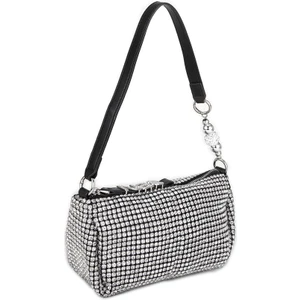 Nas Bag Kadın Çapraz Çanta  Siyah White Diamond Siyah Taşlı Şık  Askılı Çanta-a978