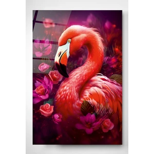 Pembe Flamingo Cam Tablo, Dekoratif Cam Tablo