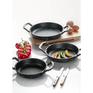 Mia Padella Gri Granit Kaplama Alüminyum Döküm Sahan Set 3'lü(18-20-22 Cm)