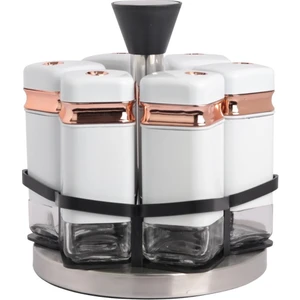 Fıona 6lı Döner Standlı Beyaz Baharatlık Seti