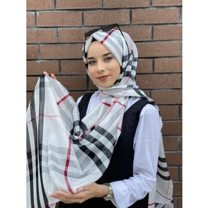 Beyaz Sima Burberry Ekose Şal