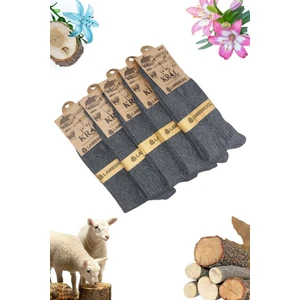 Lüx Kral Erkek ve Kadın Kışlık Termal Etkili (5'li Paket) Lambswool Kuzu Yün Çorap