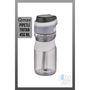 Pipetli Tritan Bpa Içermeyen Su Matarası 450 ml Gri