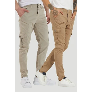 2 Li Kargo Cep Pantolon Camel Ve Taş Rengi Çok Renkli