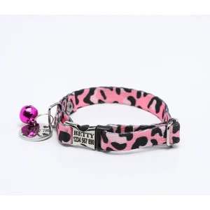 Pet Love Forever Pembe Leopar Desenli Isimli Kedi Tasması, Isimli Kedi Köpek Tasması ve Künyesi, Kedi Köpek Isimlik