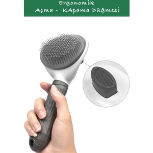 Pratik Kullanım Tuşlu Pet Tarağı Pratik Otomatik Temizlenen Evcil Hayvan Fırçası Kedi Köpek Kolay Tüy Toplama