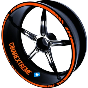 4 Parçalı Kesikli Tasarımlı Alev Turuncusu Jant Şeridi Sticker Çınar Extreme