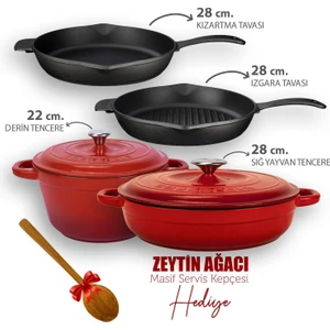 Döküm 4x New Heritage Serisi Döküm Demir Tencere Tava Çeyiz Seti