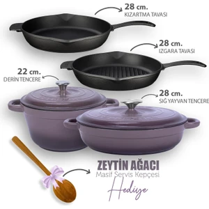 Döküm 4x New Heritage Serisi Döküm Demir Tencere Tava Çeyiz Seti