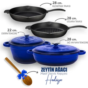 Döküm 4x New Heritage Serisi Döküm Demir Tencere Tava Çeyiz Seti