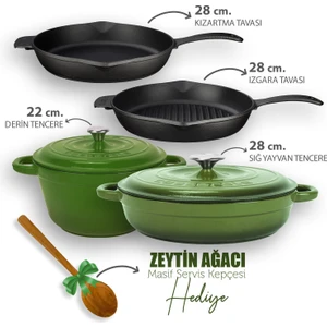 Döküm 4x New Heritage Serisi Döküm Demir Tencere Tava Çeyiz Seti