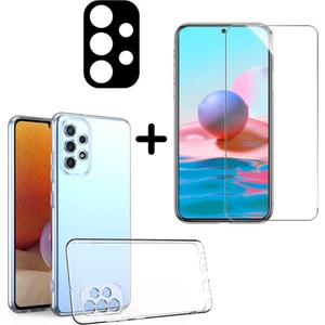 Samsung Galaxy A53 5g ile Uyumlu Kılıf Şeffaf Temperli Kırılmaz Cam Ekran ve Kamera Lens Koruyucu Seti