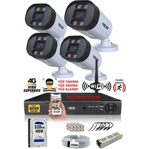 4 Kameralı 5MP Lensli 1080P Full HD Gece Renkli Full Kamera Seti - Su Geçirmez - Cepten İzle