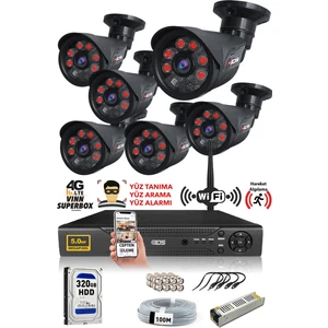6 Kameralı Set - 5 Mp Sony Lensli Full HD Gece Görüşlü Güvenlik Kamerası Sistemi - Cepten Izle