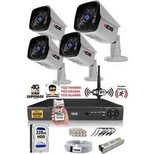 4 Kameralı Set - 5 Mp Sony Lensli Full HD Gece Görüşlü Güvenlik Kamerası Sistemi 320 Dış