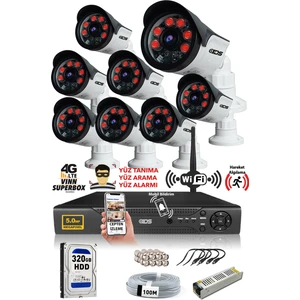 Ids 8 Kameralı Set - 5mp Sony Lensli Full Hd Gece Görüşlü Güvenlik Kamerası Sistemi - Cepten Izle