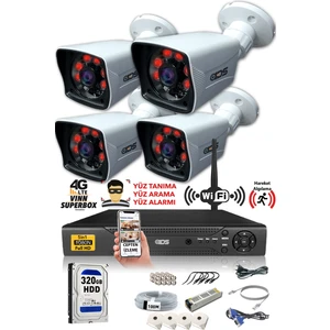   IDS Güvenlik Kamera Sistemi 1080P Full HD IP66 Su Geçirmez Gece Görüşlü WiFi H.265 Kayıt Özellikli