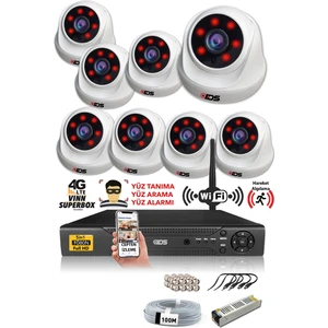 Ids - 8 Kameralı 5 Mp Sony Lensli 1080P Full HD Güvenlik Kamerası Sistemi - Hard Disksiz